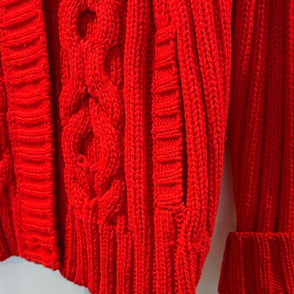 St. John Vibrant Red Cable Knit Cardigan - Picture 4 of 6